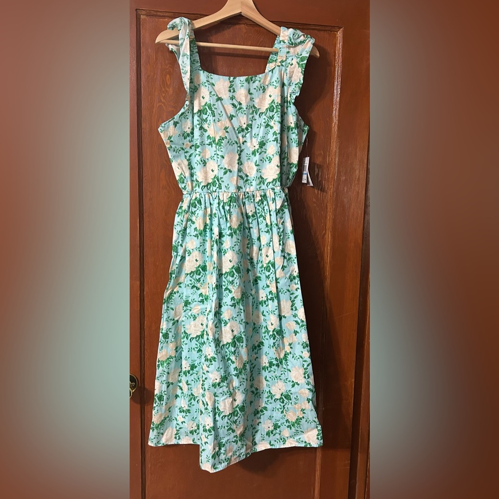 Blueberri smocked midi dress with embroidered flowers for women size XL